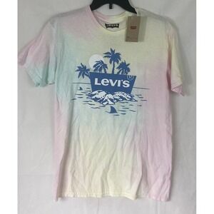 LEVI'S Men's T-shirt  Levi Strauss Classic Logo Men Size M Tye Dye Beach Cotton